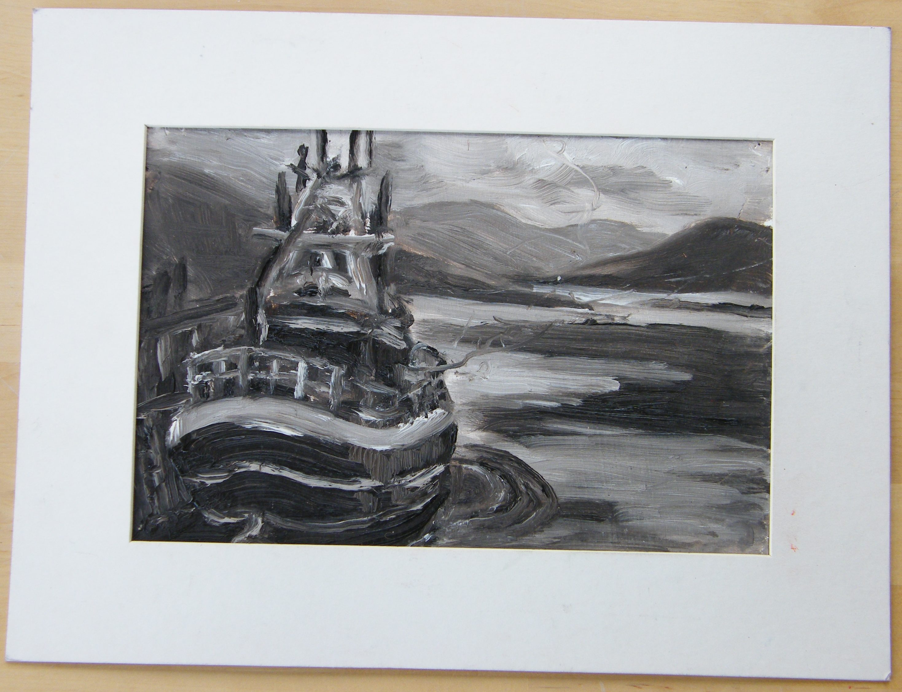 Grey fishing boat