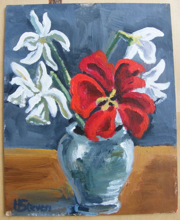 Red and white flowers