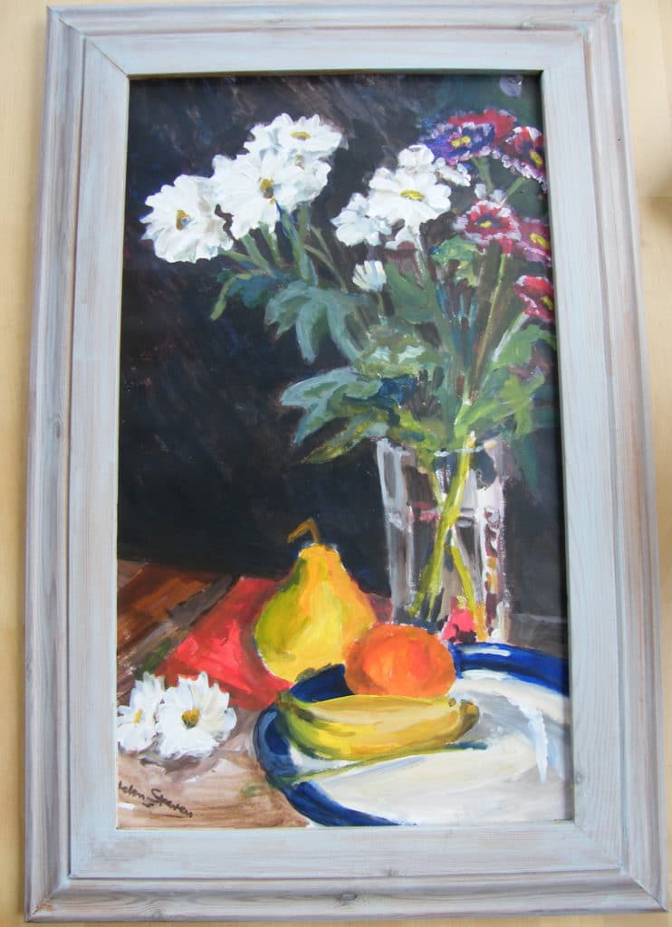 White flowers and pear